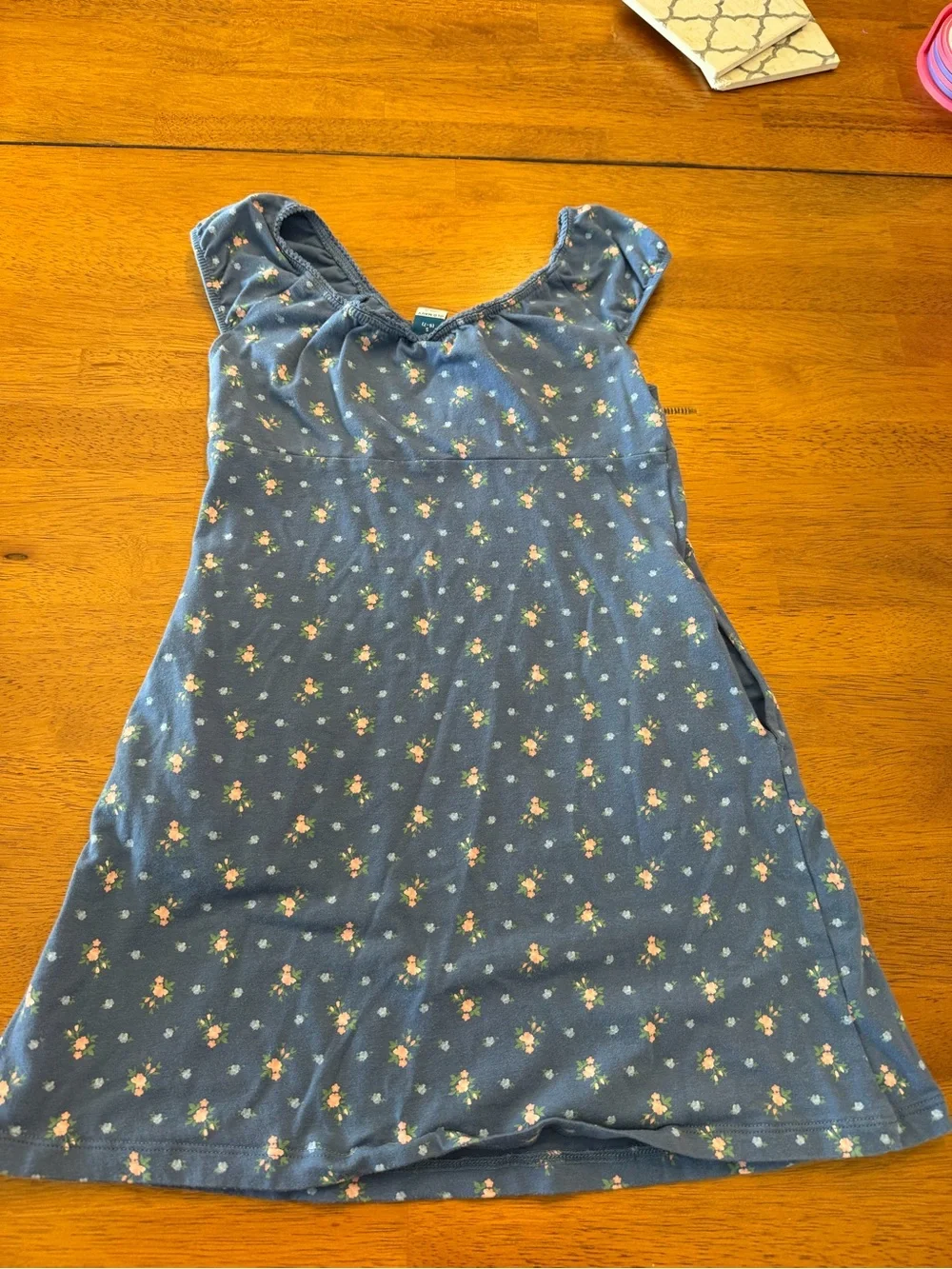 Small (6/ 7) Old Navy Blue Ditzy Floral Cap sleeved dress